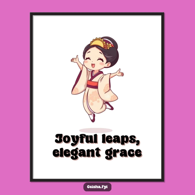 Funny Free Printable Geisha Leap Wall Art - Downloadable Humorous Art