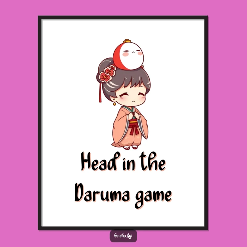 Funny Free Printable Geisha Wall Art: Daruma Doll Balance Downloadable Art