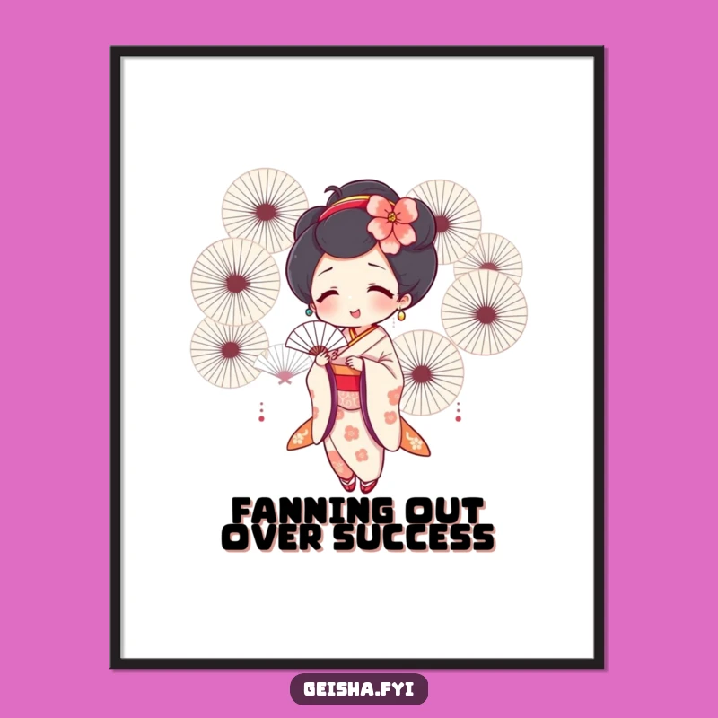 Funny Free Printable Geisha Wall Art - Joyful Fanning Decor - Downloadable Art