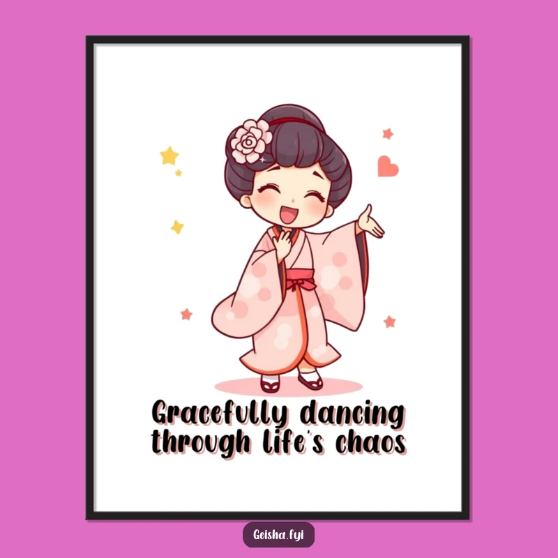 Free Printable Funny Geisha Dance Art - Downloadable Joyful Wall Decor