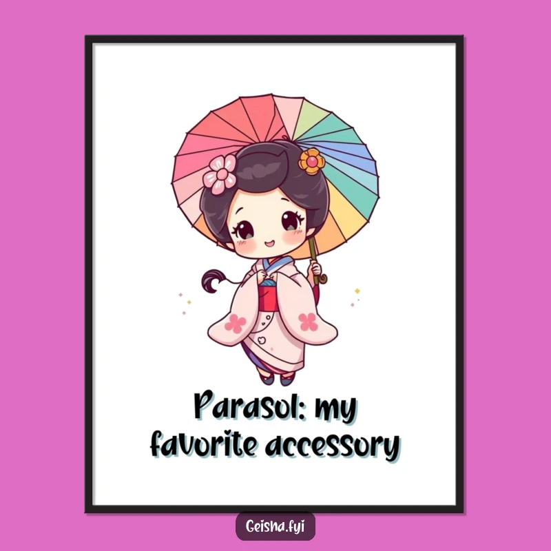 Free Printable Geisha Wall Art: Funny Glitter Parasol Spinner Digital Download