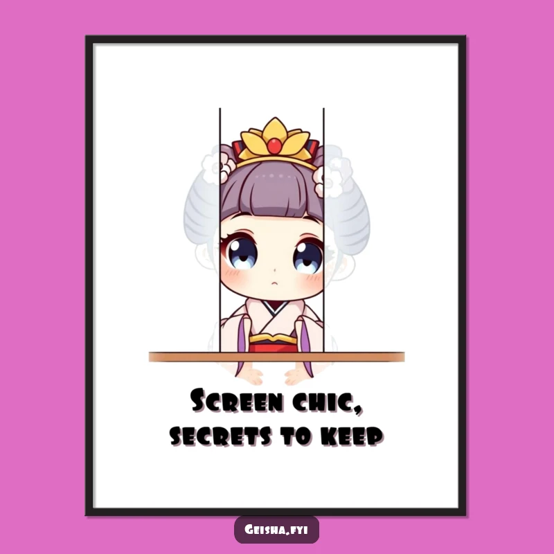 Peeking Geisha Free Printable Wall Art - Playful Downloadable Decor