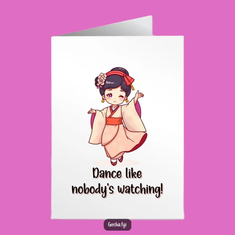 Free Printable Birthday Geisha Dance Card: Funny Downloadable Gift for Her