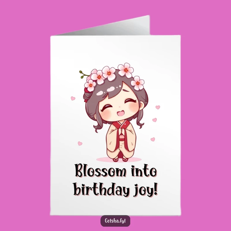 Free Printable Birthday Card: Geisha Giggles, Cherry Blossom! Funny DIY Gift