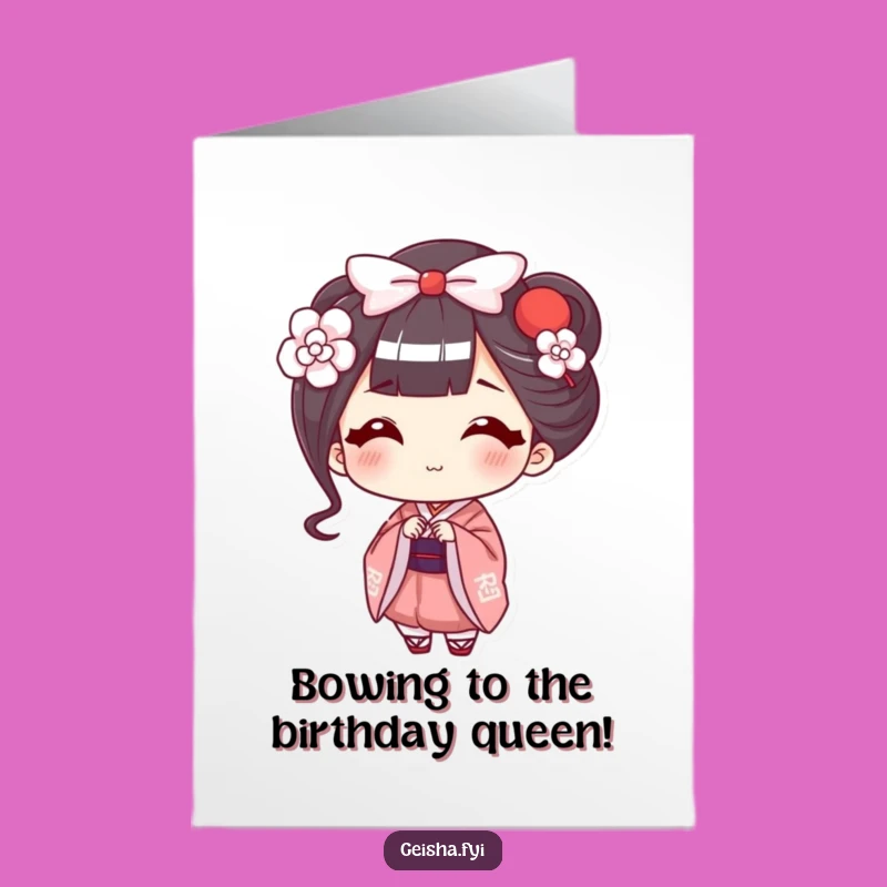 Free Printable Birthday Geisha Bow Card: Funny Downloadable Gift