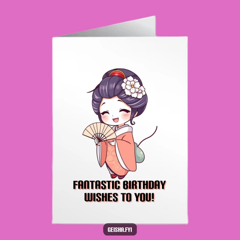 Free Printable Delighted Geisha Fan Card - Funny Birthday Downloadable Gift