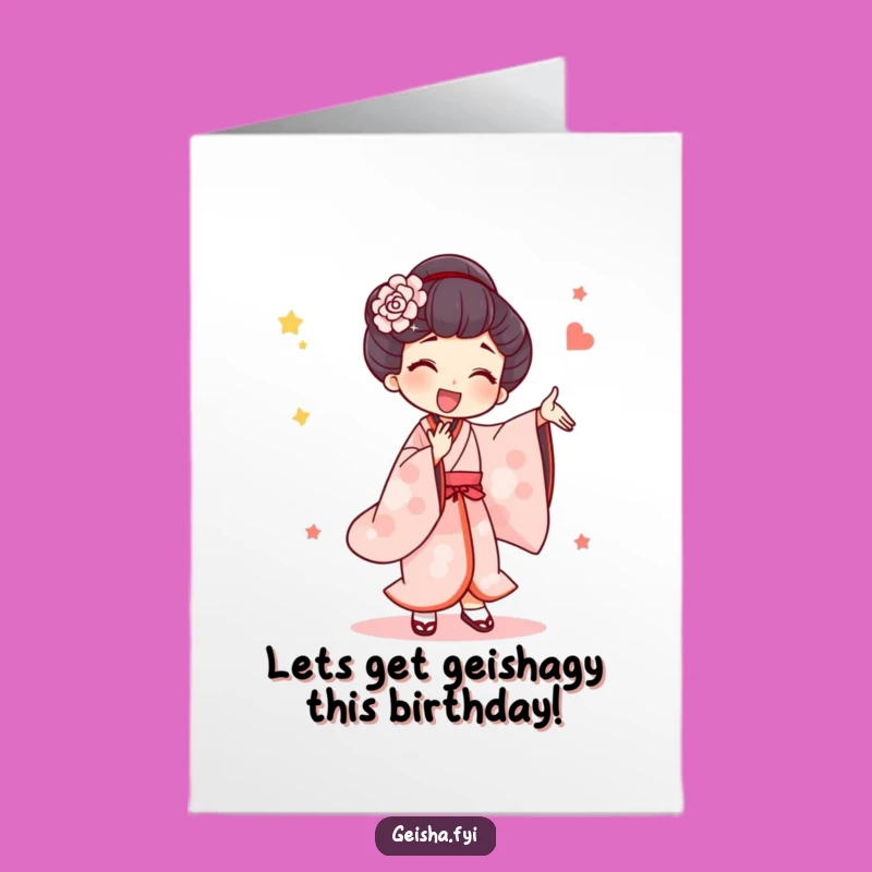 Free Printable Funny Geisha Birthday Card - Downloadable DIY Dance Party!