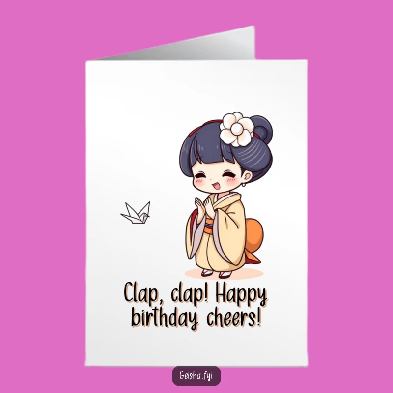 Free Printable Geisha Birthday Card - Joyful Crane Clap Downloadable Fun Gift
