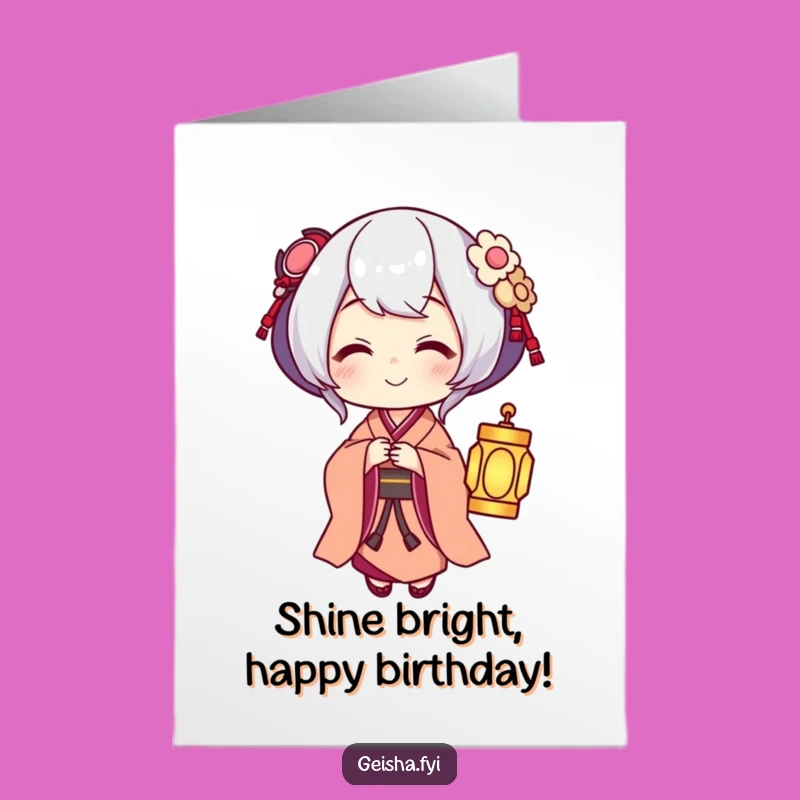 Free Printable Geisha Birthday Card - Warm Lantern Glow Downloadable Gift