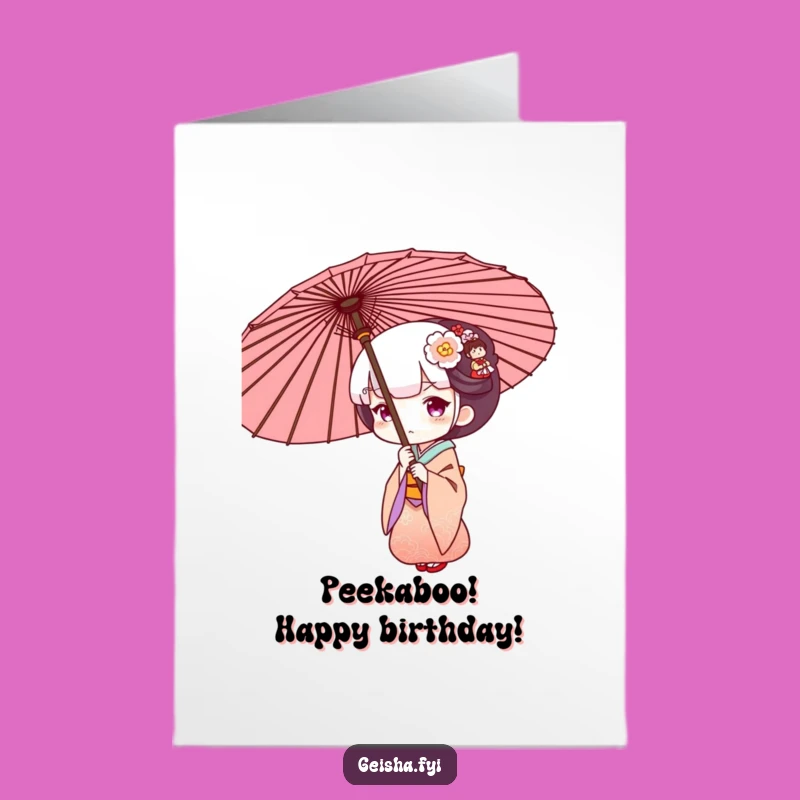Funny Free Printable Geisha Birthday Card - Peek-a-Boo Surprise Downloadable Gift