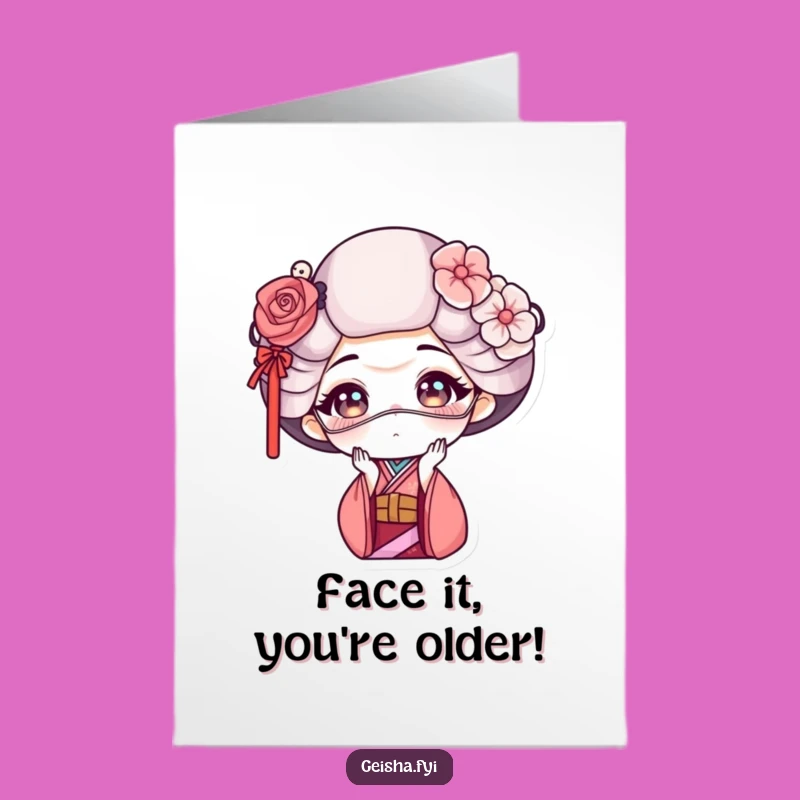 Funny Free Printable Geisha Mask Birthday Card - Silly Face - Downloadable Humor