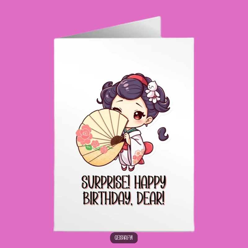 Playful Free Printable Birthday Card: Winking Geisha's Secret Wish Downloadable Gift!
