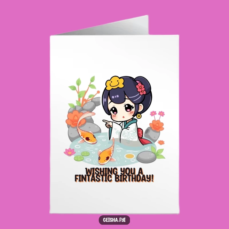 Free Printable Funny Geisha Koi Birthday Card - Downloadable DIY Surprise