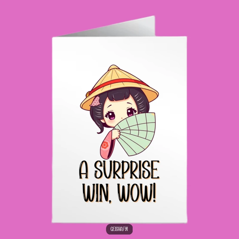 Free Printable Geisha Congratulations Card: Fan Peek Humor, Downloadable Gift for Any Success