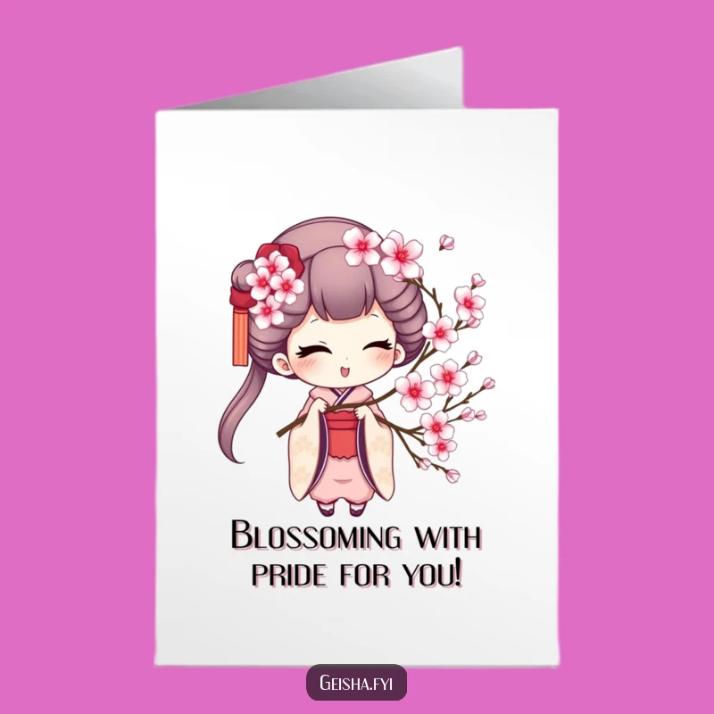 Free Printable Geisha Wink Congrats Card - Blossom Smile - Downloadable Art