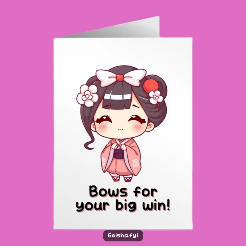 Free Printable Geisha Bow Card: Funny Congrats Downloadable Gift
