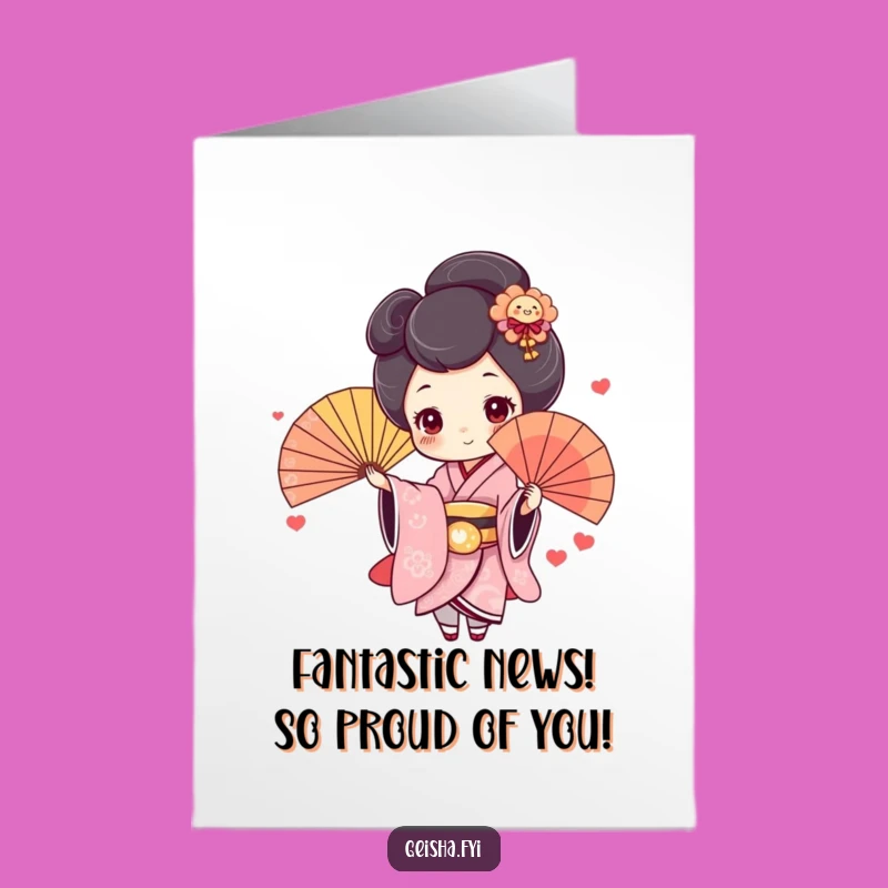 Free Printable Congrats Card: Geisha Fan Toss Humorous Downloadable Gift