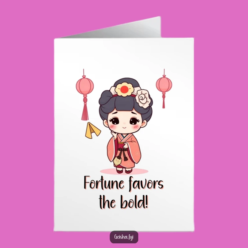 Free Printable Geisha Congratulations Card: Fortune Cookie Toss Humor, Downloadable Gift for Any Success