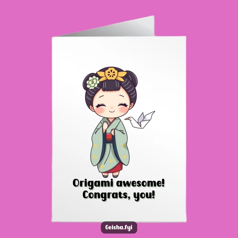 Free Printable Congrats Card: Geisha Crane Balance, Sophisticated Funny Downloadable Greeting