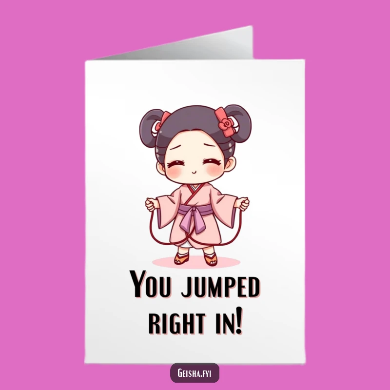 Free Printable Congratulations Geisha Obi Jump Rope Card - Energetic Downloadable Gift
