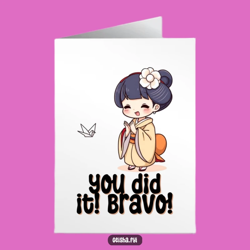 Free Printable Geisha Congrats Card - Delightful Crane Clap Downloadable Gift