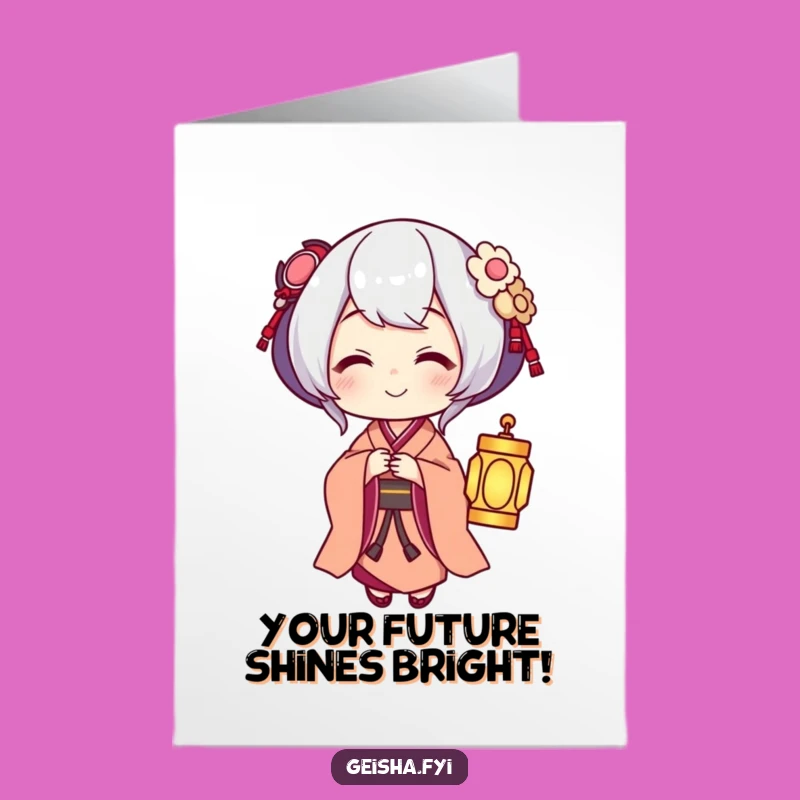Free Printable Geisha Congrats Card - Glowing Lantern Downloadable Art