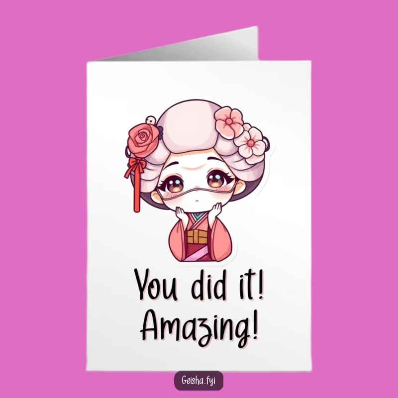 Free Printable Geisha Mask Congrats Card - Funny Face Surprise - Downloadable Art