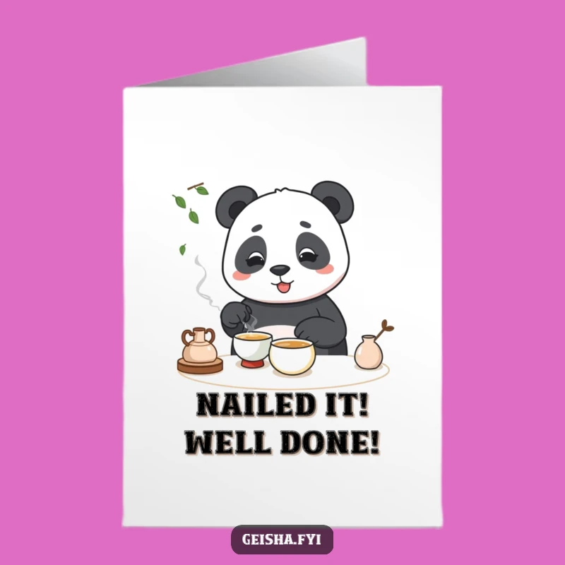 Free Printable Panda Tea Ceremony Congrats Card: Funny DIY Downloadable for Any Achievement