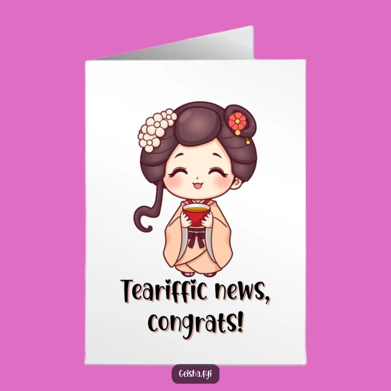 Joyful Geisha Tea Ceremony Congratulations Card Free Printable - Humorous Downloadable Gift