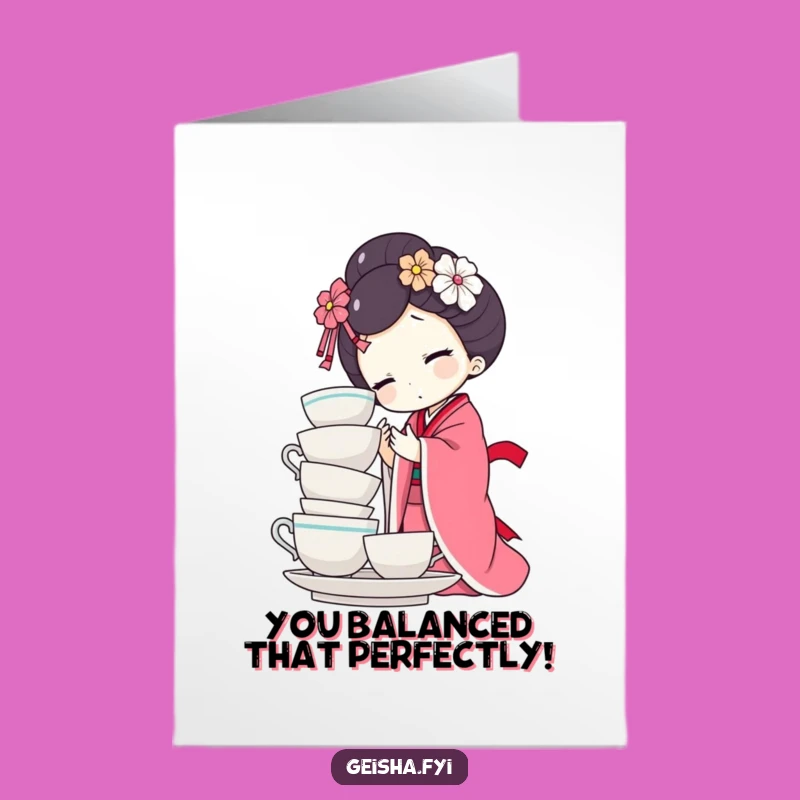 Free Printable Congratulations Geisha Doll Teacup Card - Humorous Downloadable Success Gift