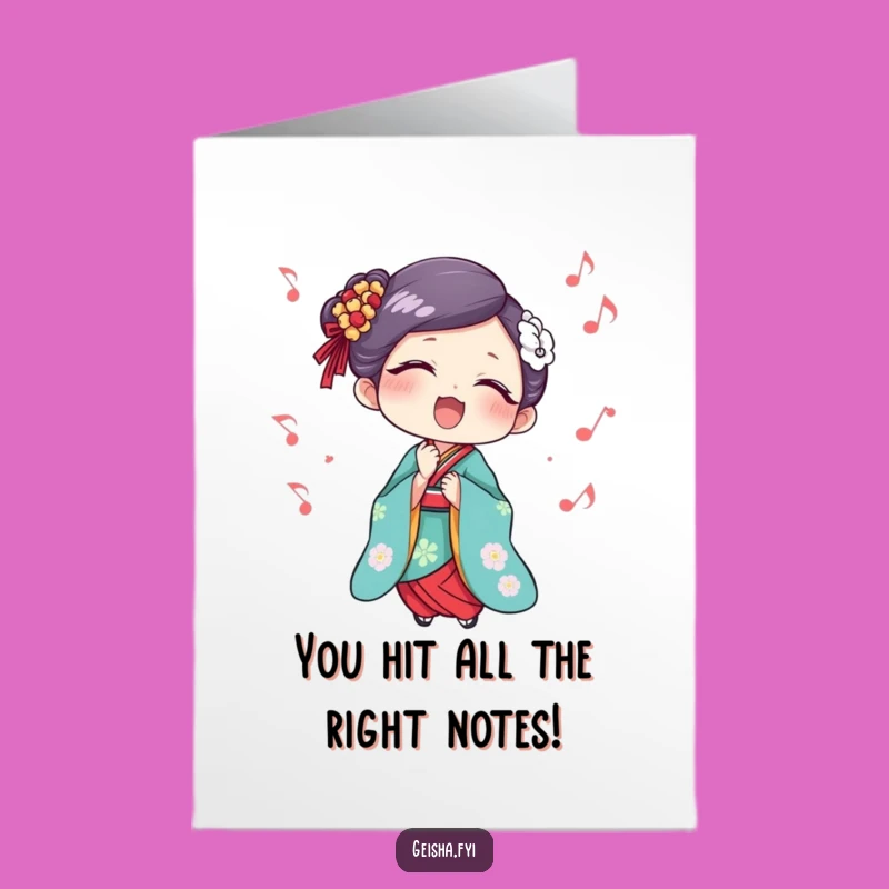 Melodious Free Printable Geisha Congrats Card: Singing Success Celebration