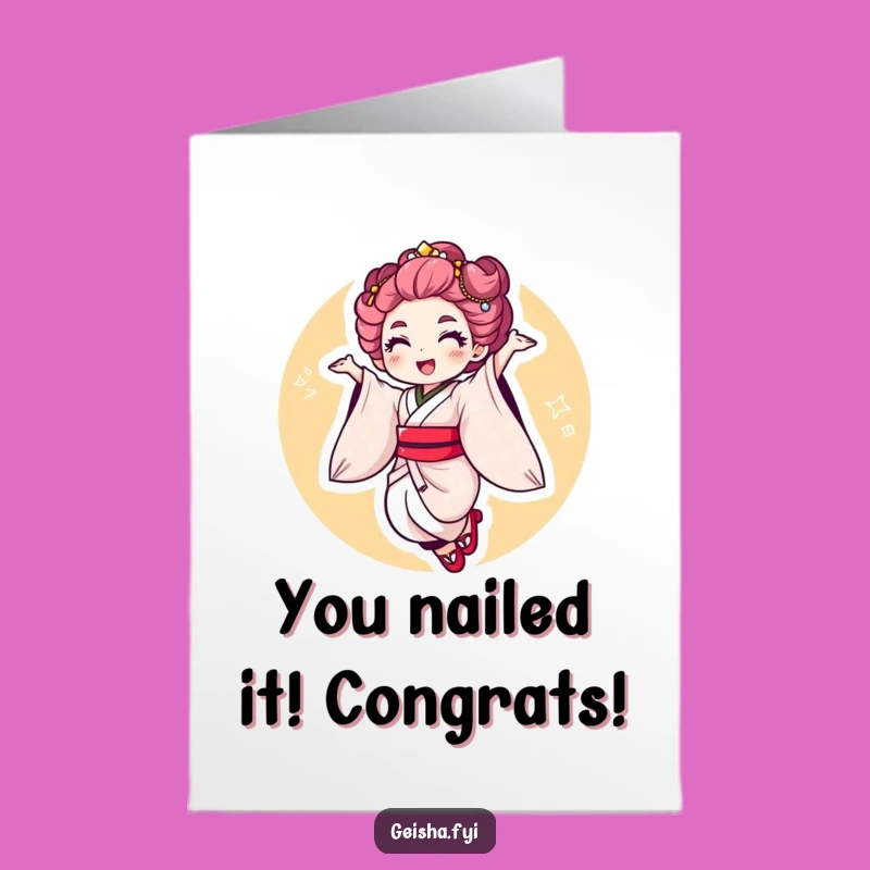 Free Printable Congrats Card: Flourishing Geisha Jump, Dynamic Downloadable Gift!