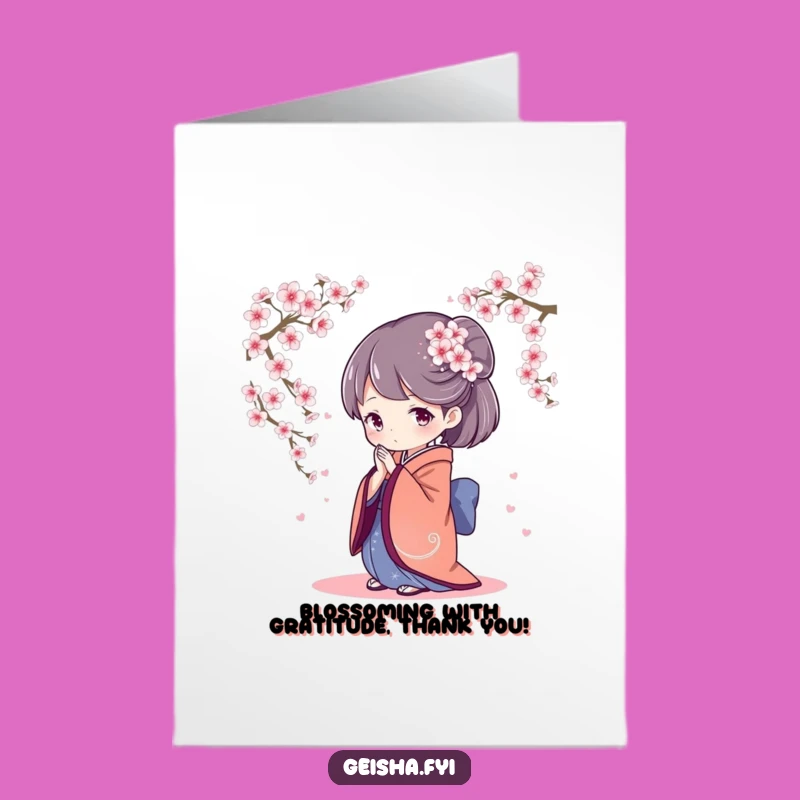 Elegant Free Printable Thank You Card: Geisha's Bow Expresses Gratitude Downloadable Gift!