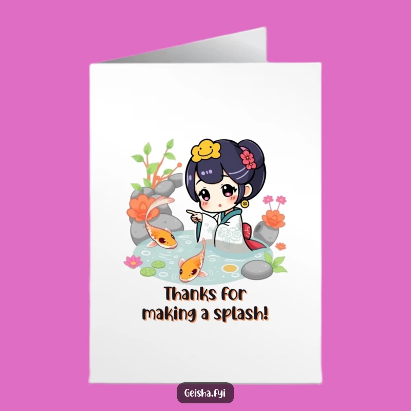 Free Printable Funny Geisha Koi Thank You Card - Downloadable DIY Gratitude