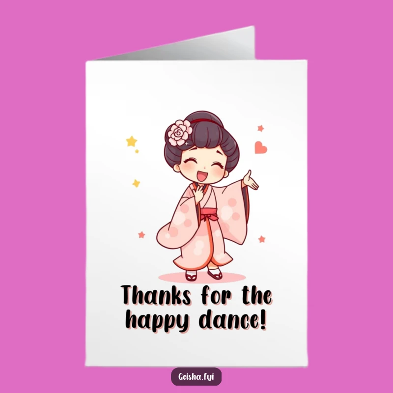Free Printable Funny Geisha Thank You Card - Downloadable DIY Appreciation