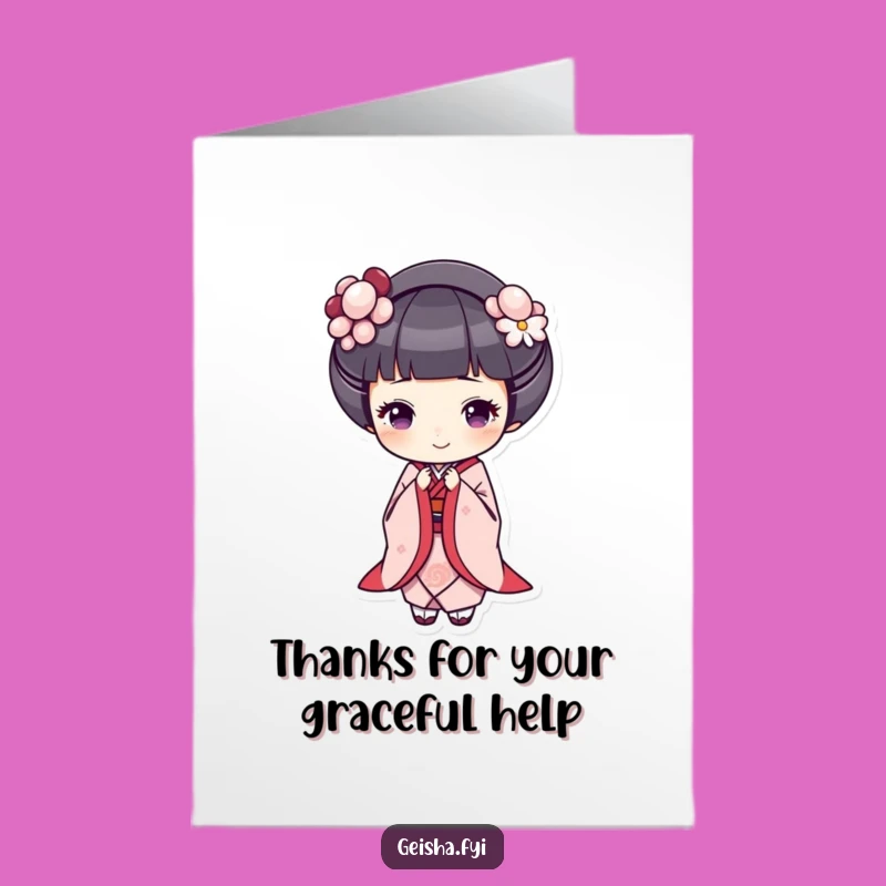 Free Printable Geisha Bowing Thank You Card - Grateful Downloadable