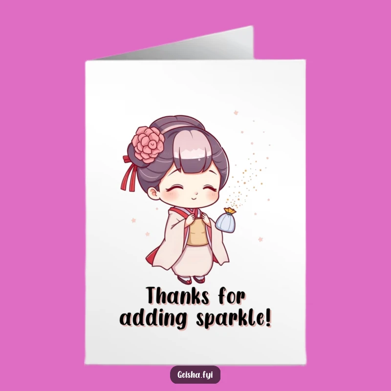 Free Printable Geisha Glitter Thank You Card - Funny Downloadable Appreciation Gift