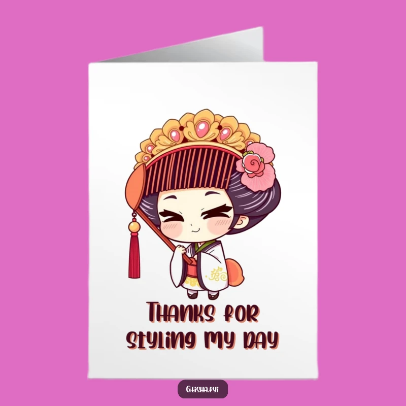 Free Printable Geisha Thank You Card: Ornate Comb Charm, Print at Home