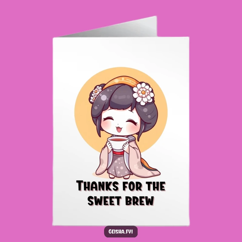 Free Printable Geisha Thank You Card: Teacup Delight, Print at Home Gift