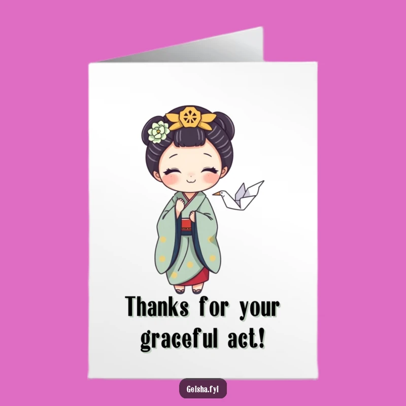 Free Printable Thank You Card: Geisha Crane Grace, Sincere and Funny Downloadable Gift