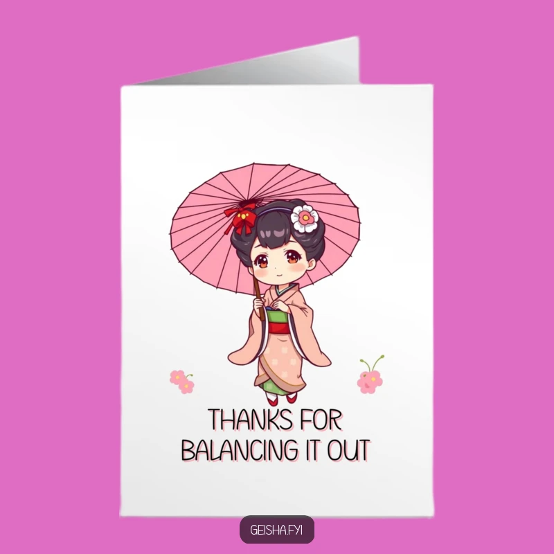 Free Printable Thank You Card: Geisha Parasol Balance! Funny DIY Gift