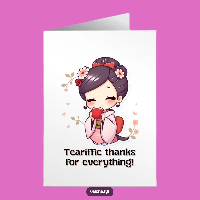 Free Printable Thank You Card: Geisha's Tea Thanks - Elegant Downloadable