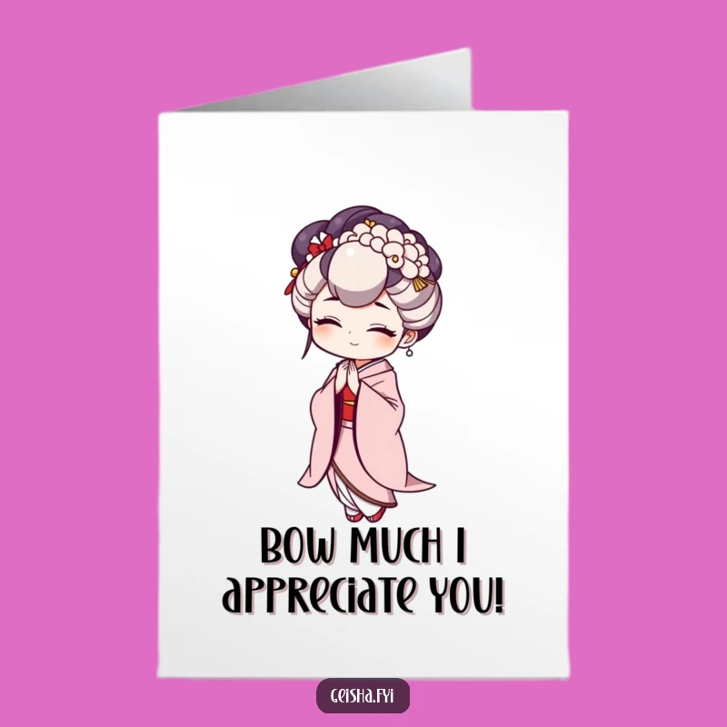 Hilarious Geisha Bow Free Printable Thank You Card - Unique Downloadable Gift Idea