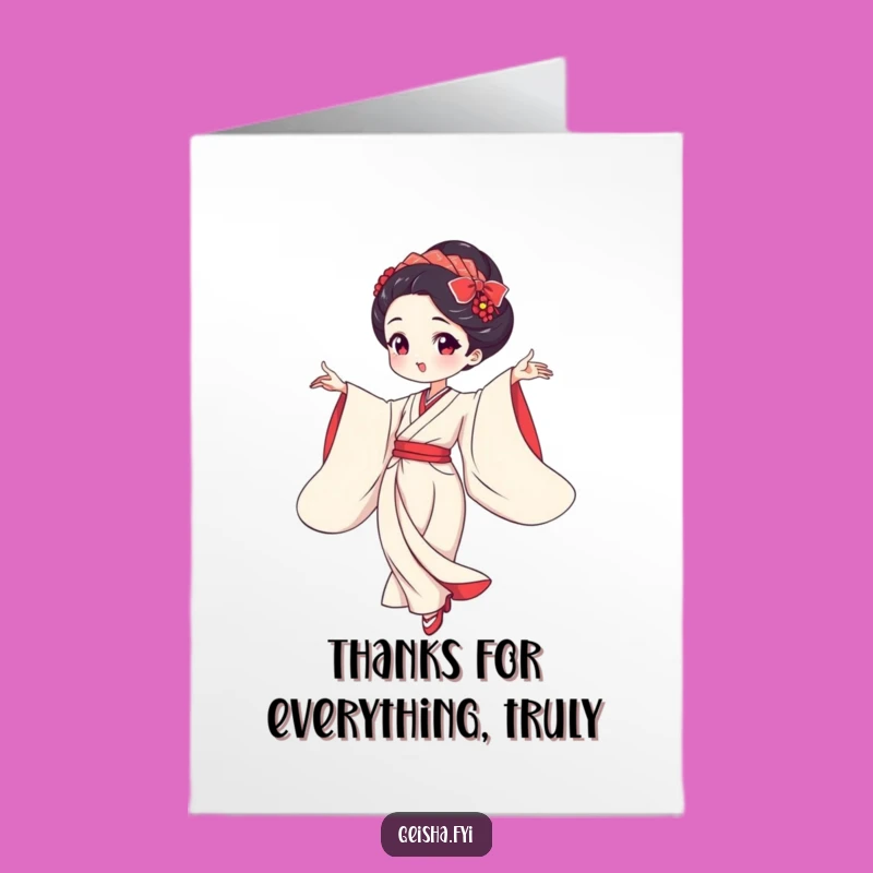 Free Printable Geisha Thank You Card: Dancer - Funny Downloadable Gift