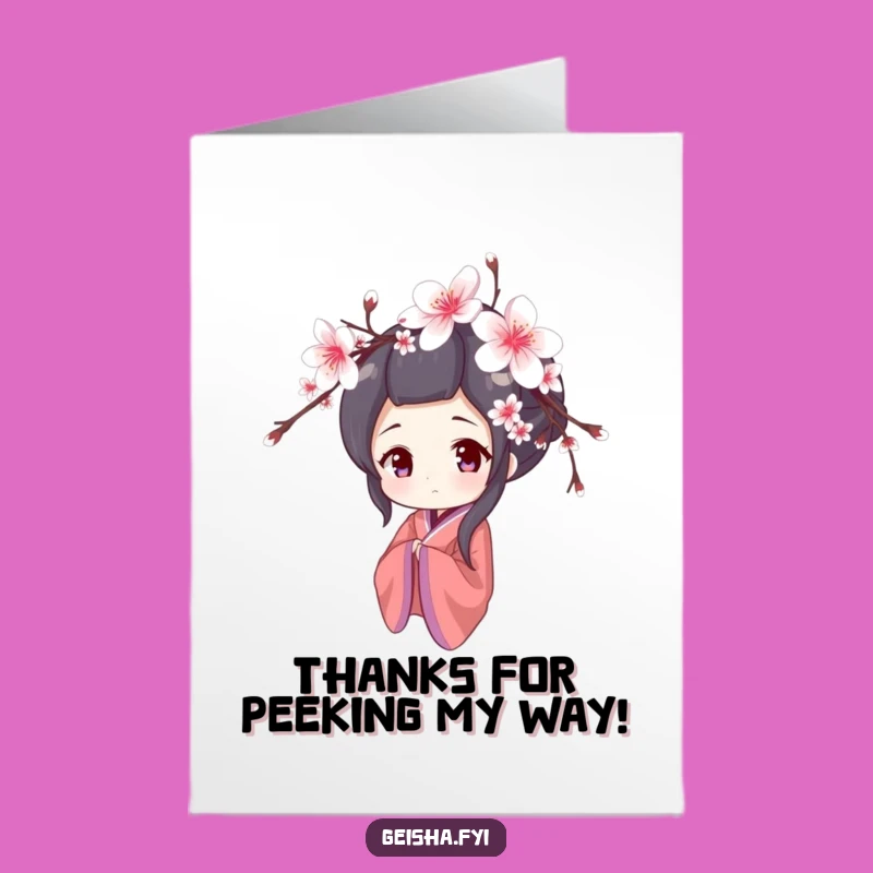Free Printable Thank You Card: Shy Geisha Thanks, Modest and Funny Downloadable Gift