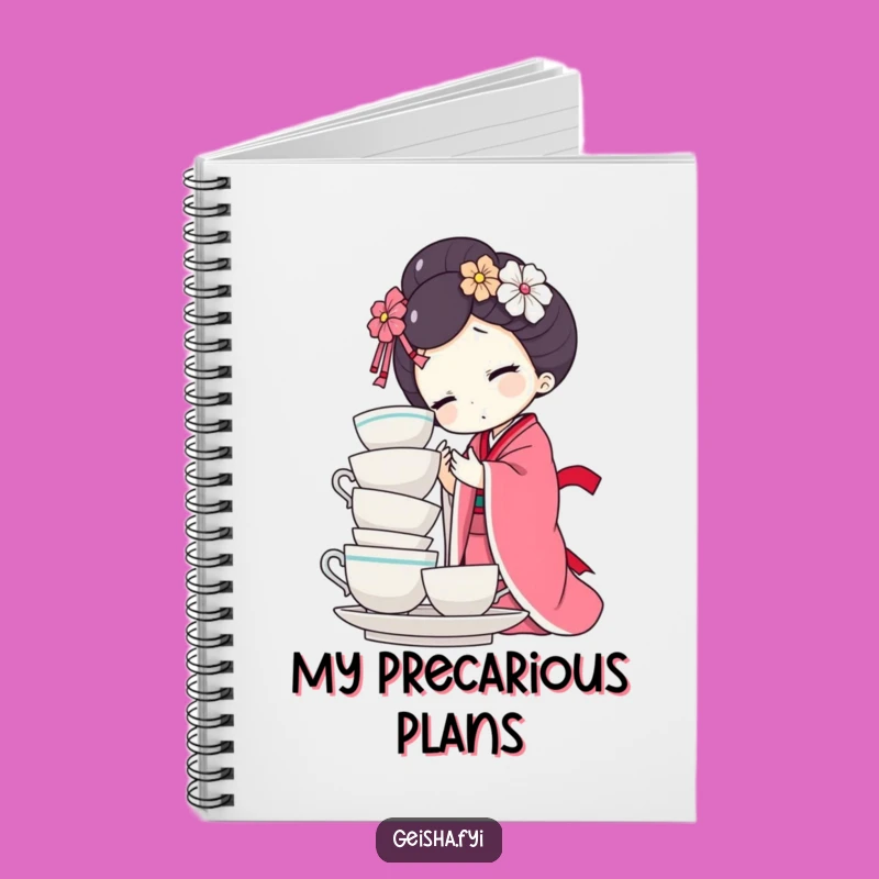 Funny Geisha Doll Teacup Balance Notebook - Journal Your Comedic Thoughts