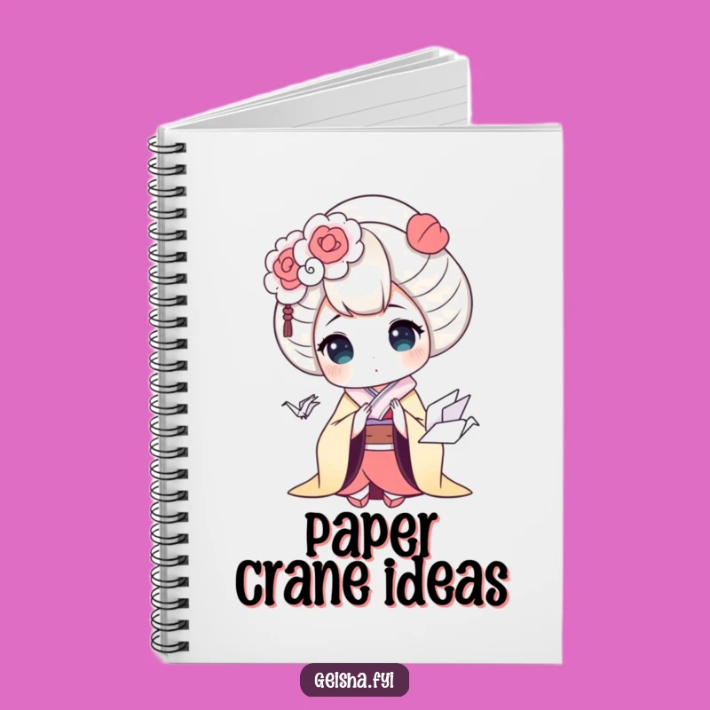 Funny Geisha Notebook - Jot Down Surprises with Origami Crane