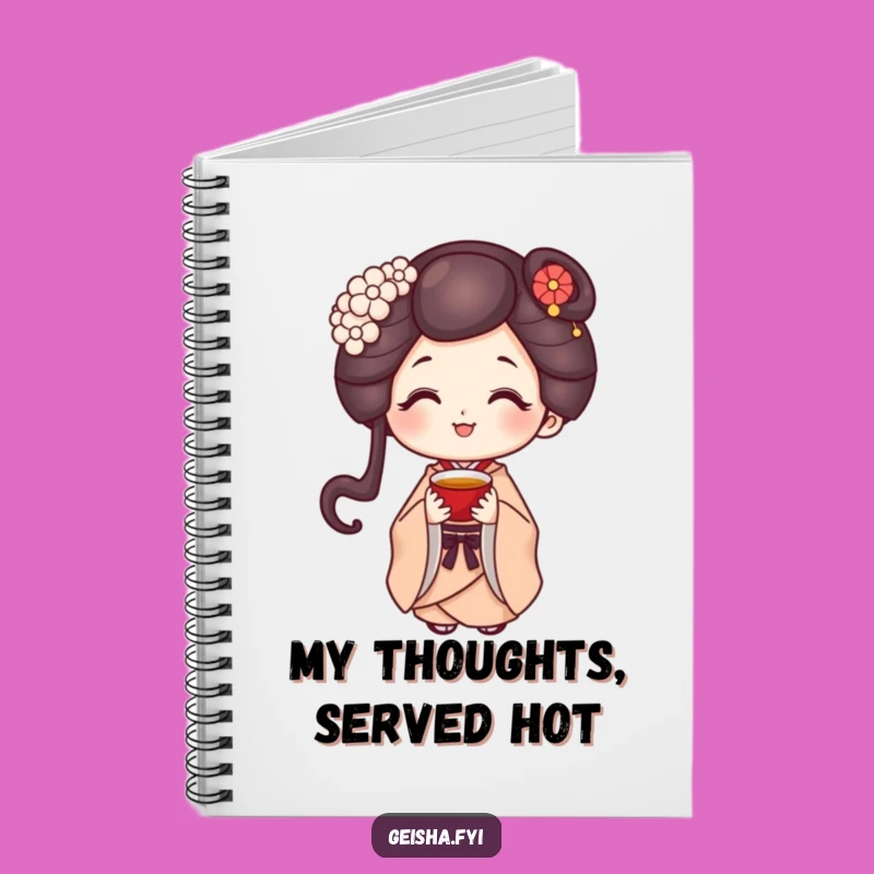 Funny Geisha Notebook - Sweet Smile Character, Jot Down Ideas Gift
