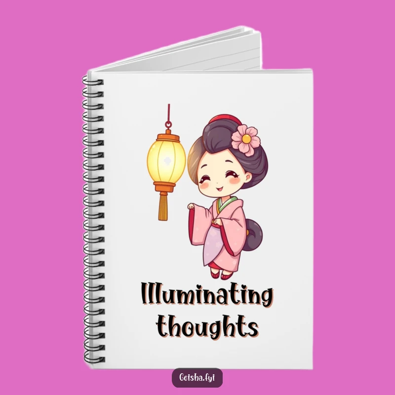 Funny Smiling Geisha Notebook, Jot Down Thoughts with Radiant Light