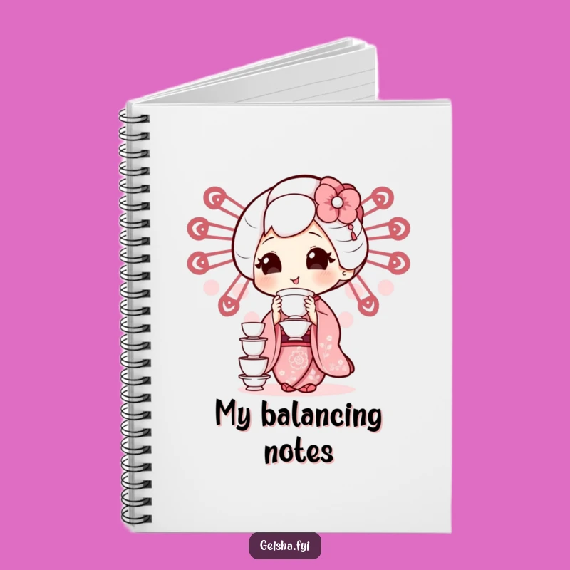 Funny Geisha Teacup Notebook: Journal with Hilarious Balancing Act
